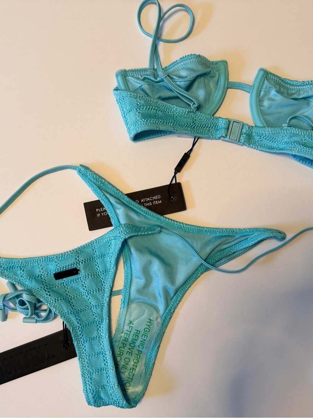 triangl swimwear Aqua Blue Crochet Bikini Top and Bottom - Picture 2 of 5